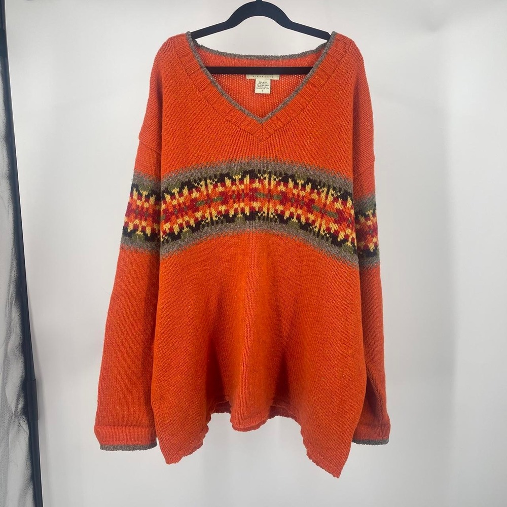Vintage Eddie Bauer Women's Fair Isle Knit Sweater Wool L Fisherman Gorpcore